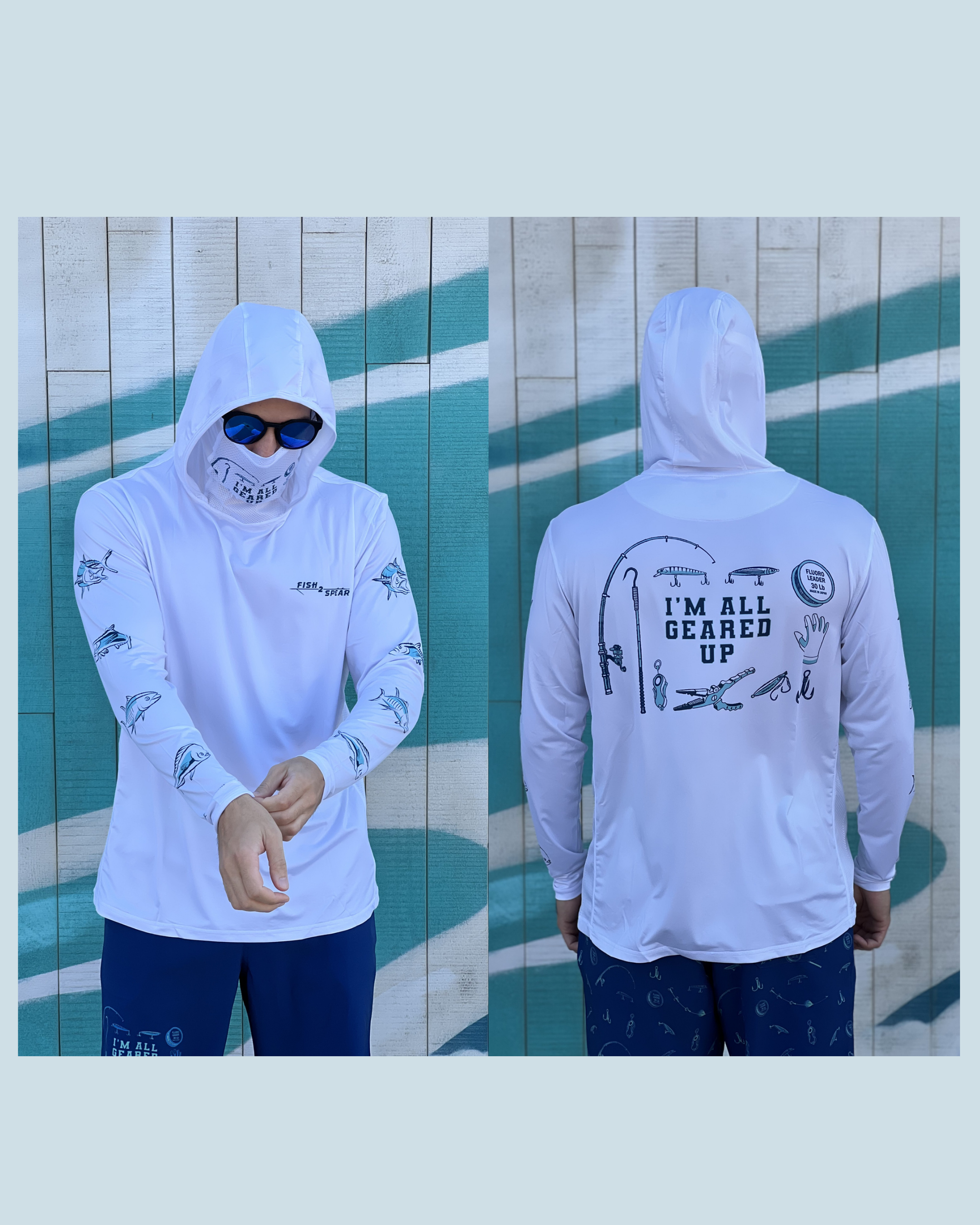geared performance Fishing Hoodie, 50+UPF Hoodie, UV T-Shirt, Mosisture Wicking