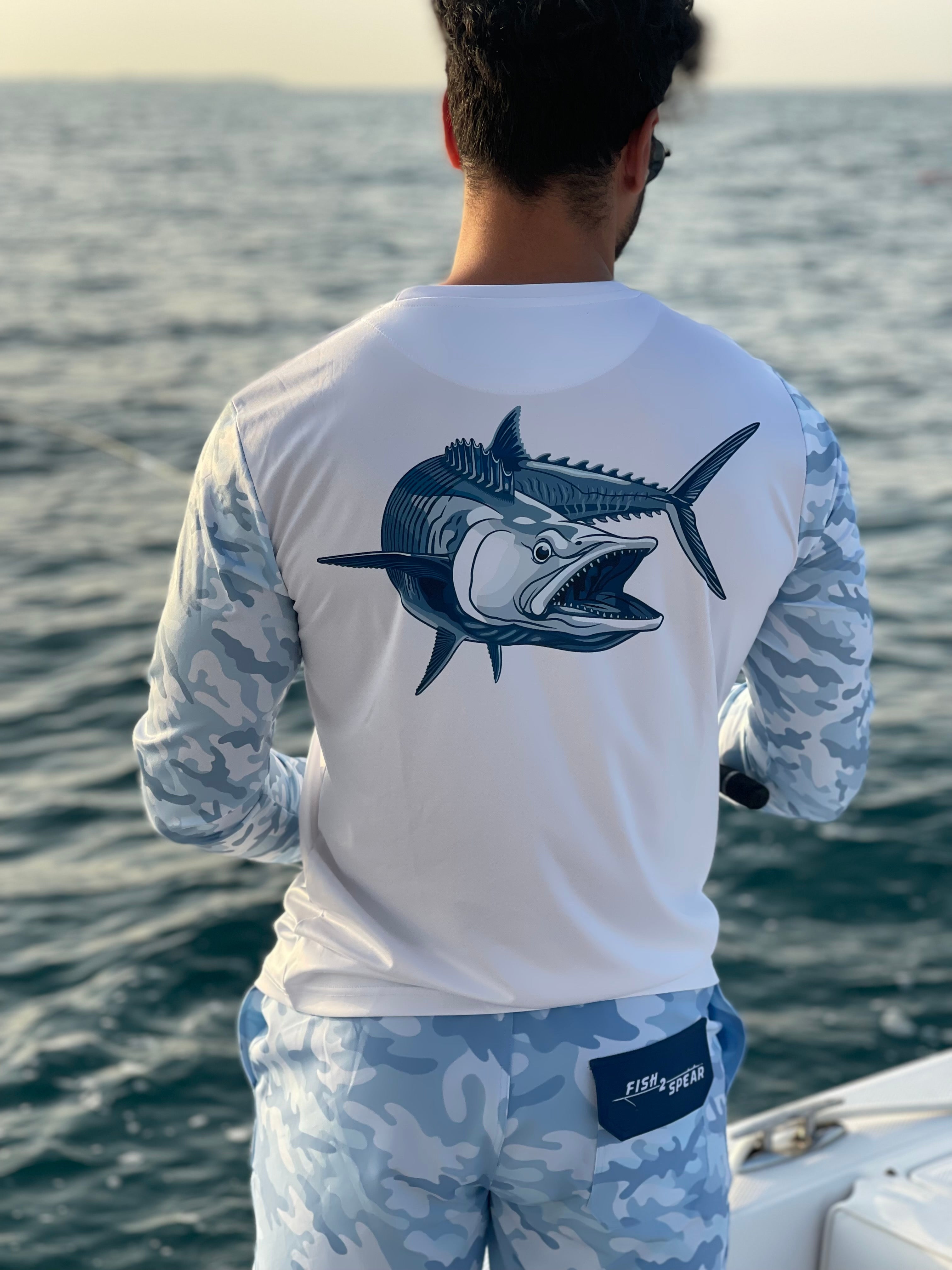 50+UPF Long Sleeve T-shirt, Fishing Apparel, Fishing Shirt, UV T-Shirt, Kingfish Tshirt