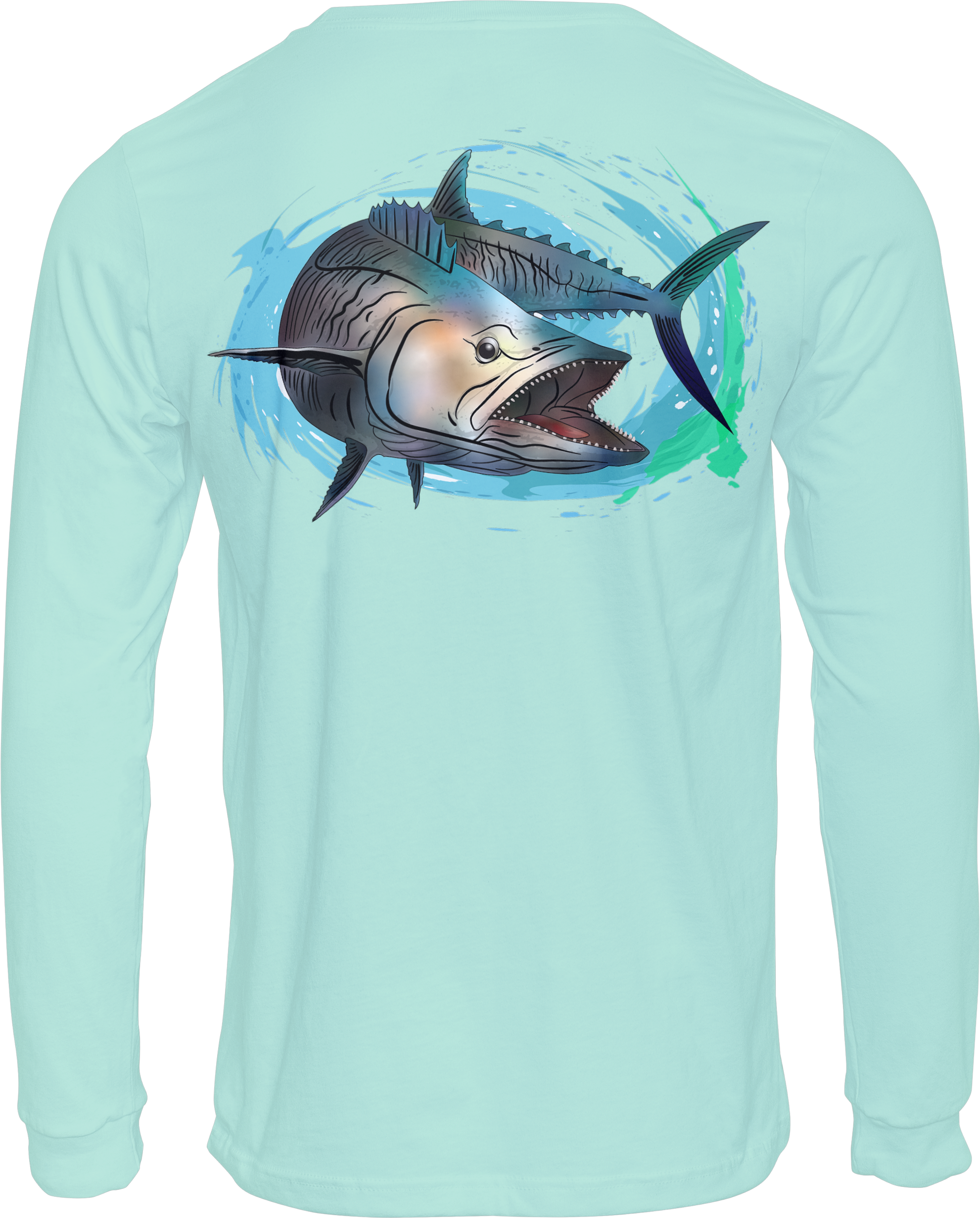 50+UPF Long Sleeve T-shirt, Fishing Apparel, Fishing Shirt, UV T-Shirt, Kingfish Tshirt