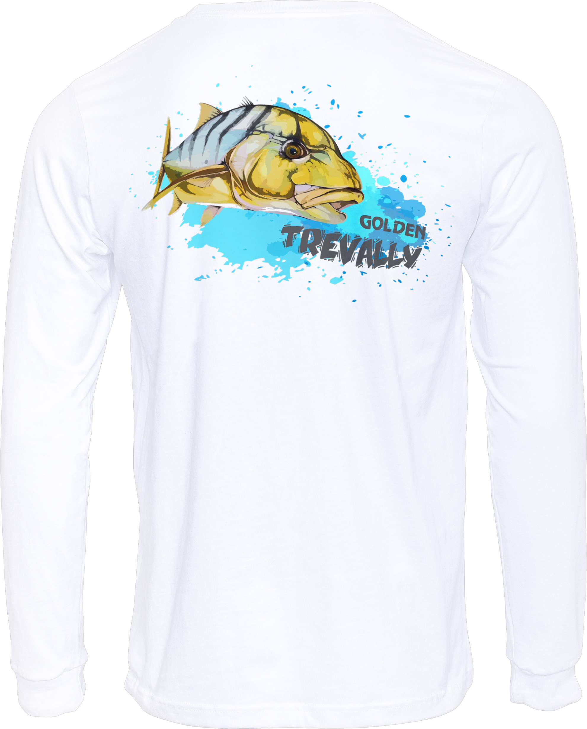 50+UPF Long Sleeve T-shirt, Fishing Apparel, Fishing Shirt, UV T-Shirt, Fish2spear, Golden Trevally