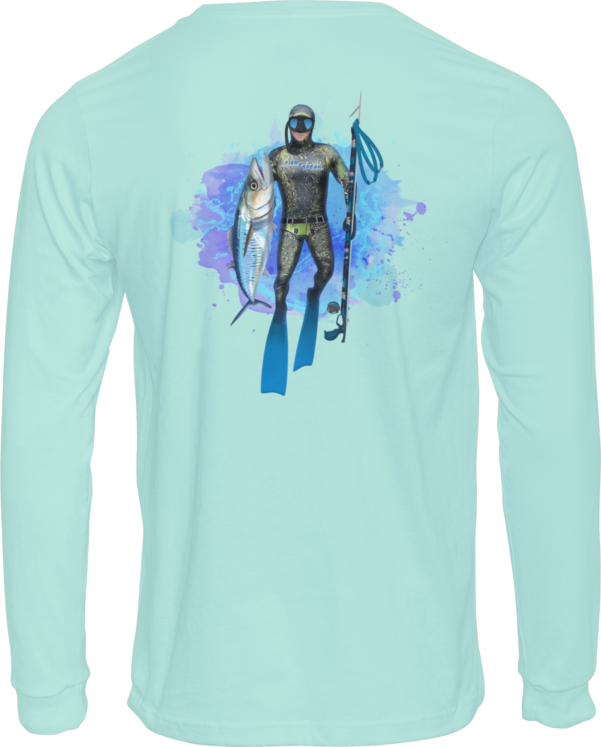 Spearfishing Designs , 50+UPF Long Sleeve T-shirt, Polyester T